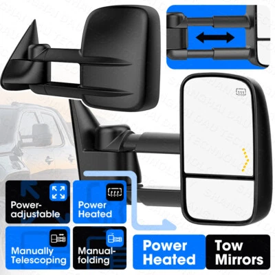 Espejos retrovisores de remolque con señal LED eléctricos térmicos 03-07 Chevy Silverado Sierra 1500 2500 3500 Foto 1 de 4