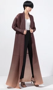 **LIKE**Issey Miyake Pleats Please/Plisse Fabric Long Abaya Modest Dress/coat - Picture 1 of 15