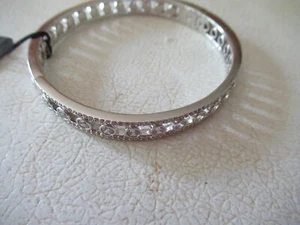 NWT Nadri Rodium Plated Cubic Zirconia/Pave Stones/Dots Bangle Bracelet-$120 - Picture 1 of 9