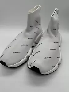 Größe 9 - Balenciaga Speed Trainer Allover Logo - perlgrau mit - Bild 1 von 8
