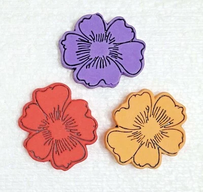 JHB Flower Button 32mm Shank Red Orange Purple Novelty Floral Bloom Sewing Craft - Image 1 of 4