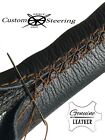 MED BROWN STITCH FOR DAF XF 106 2017+ BLACK REAL LEATHER STEERING WHEEL COVER