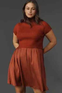 Anthropologie The Thea Twofer Sweater Dress Short-Sleeve Mini Edition 3X NWT Red - Picture 1 of 6