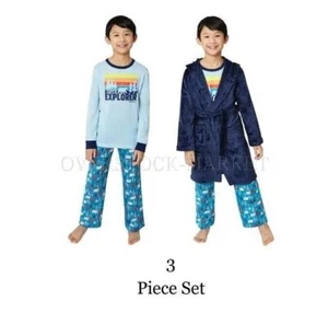 Eddie Bauer Kids 3 Piece Sleep Set Plush Robe & Pajama Set Size:  7/8, 10/12, 14 - Picture 1 of 16