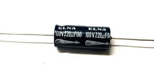 2X 220UF 100V ELNA ELEKTROLYTKONDENSATOR AXIAL L.30MMX D.12MM N.2 STÜCK - Bild 1 von 1