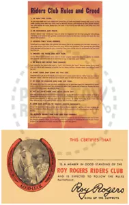 TARJETA DE MEMBRESÍA ROY ROGERS RIDERS CLUB - REIMPRESIÓN VINTAGE - Imagen 1 de 1