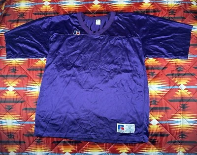 Camiseta deportiva de fútbol americano Russell Athletic en blanco vintage de los 90 talla XL púrpura deportiva NFL Foto 1 de 4