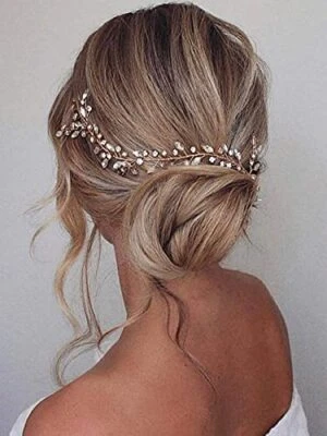 Earent Bride Wedding Crystal Hair Vine Bridal Long Headband Wedding Hair Silver - Image 1 of 4