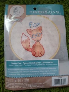 NEW SEALED Dimensions Cathy Heck Studio CLEVER FOX Cross Stitch Kit 4” diam. - Picture 1 of 2