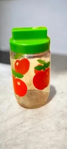 Pot bocal ancien vintage Henkel motif pommes rouges dessus vert - Foto 1 di 3