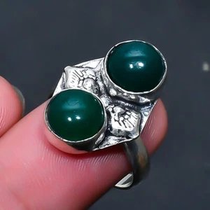 Green Onyx Gemstone Handmade Jewelry Ring US Size 7.5 - Picture 1 of 1