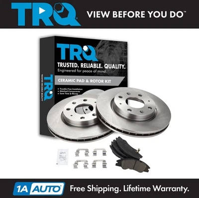 Kit de pastilhas de freio a disco e 2 rotores dianteiros de cerâmica TRQ para Kia Spectra 5 - Imagem 1 de 4