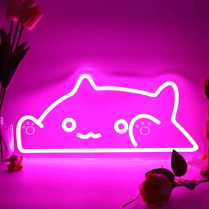 Letrero LED de neón tema gato | Meme de gato diseño de arte chorro | Decoración LED para oficina - Imagen 1 de 6