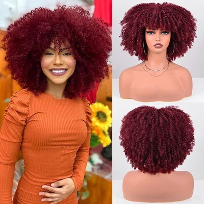 Short Kinky Curly Wigs for Black Women 12 Inches 280g/Piece Curly Afro Wig wi... - Image 1 of 4