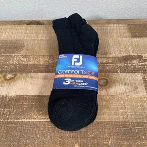 New FootJoy Golf ComfortSof Low Cut Ankle Socks 3 Pair Mens Black Size US 7-12 - Picture 1 of 3