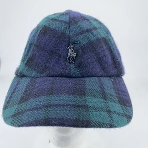 Polo Ralph Lauren Hat Cap Strap Back Plaid Wool Tartan Embroidered Mens Classic - Picture 1 of 6
