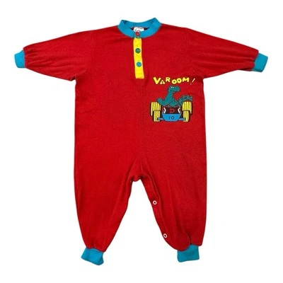 Sears Varoom vintage! Dinosaur Racing One Piece Bebé 24 Meses Rojo Foto 1 de 4
