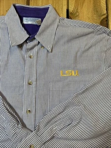 LSU Tigers Langarm Button Down Hemd (Herren Large) lila und weiß 15,5/35 - Bild 1 von 8