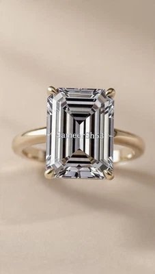 Anillo de diamantes grises talla esmeralda de 3 quilates | Cultivado en laboratorio | Oro amarillo de 14 quilates | por Sameersh53 Foto 1 de 4