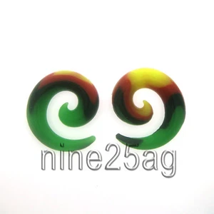 PAIR OF 00G (10MM) SOFT FLEXABLE SILICONE SPIRALS RASTA SWIRL PLUGS - Picture 1 of 3