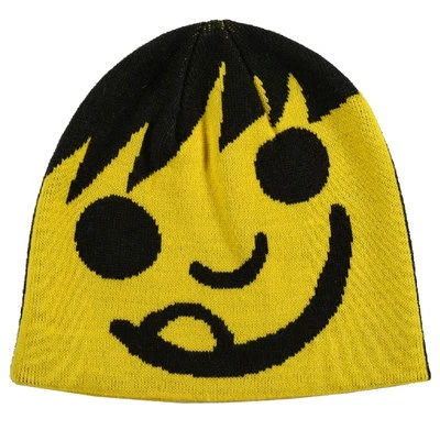Neff Yellow Black Happy Emoij Shred Snowboard Beanie Winter Hat
