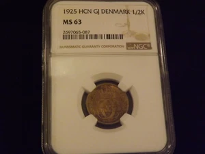 1925 HCN G j 1/2 K DENMARK NGC MS 63 - Picture 1 of 2