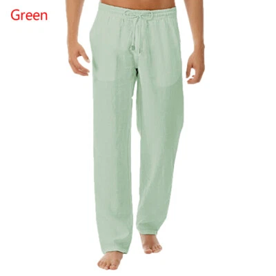 Beach Mens Casual Drawstring Long Trousers Long Baggy Yoga loose waist pants - Image 1 of 4