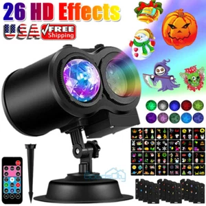 Halloween Christmas LED Night Light Laser Projector Party Landscape 26 HD Effect - Picture 1 of 26