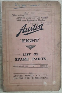 Austin Eight Spare Parts List Manual 1939 - AR ARA AP - Picture 1 of 7