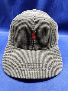 Vintage Polo Ralph Lauren Hat Brown Corduroy Leather Strapback Baseball Cap - Picture 1 of 10