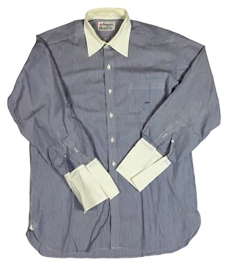 Turnbull & Asser Dress Shirt Purple Striped French Cuff England Men's 16. - Image 1 of 4