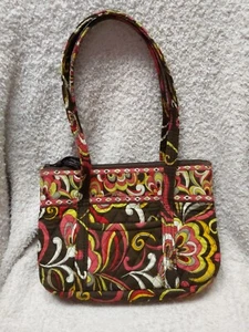 Vera Bradley purse brown print zipper closure pre-owned - Picture 1 of 5