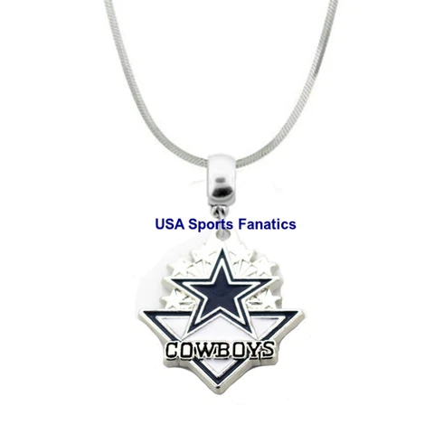 NFL Dallas Cowboys Team Logo & Name Pendant Necklace On 925 Snake Chain  4 Sizes Cover