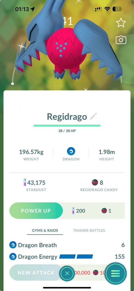 Pokémon Brillante Regidrago Nivel 1 - Comercio o P T C - GO Leer Descripción Foto 1 de 1