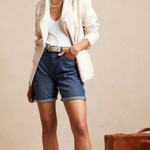 Banana Republic Woman's 8” High Rise Girlfriend Denim Shorts SZ 2 Dark Wash NEW - Picture 1 of 9