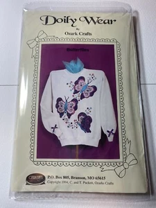 Butterflies Sweatshirt Applique Doily Wear by Ozark Crafts Pattern No 820 UNCUT - Picture 1 of 2