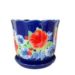 Pioneer Woman ~ HERITAGE FLORAL Planter ~ 8" ~ Stoneware ~ Flower Design - Picture 1 of 6