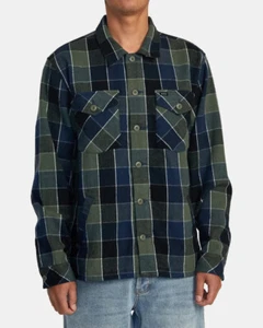 RVCA Men's Olive Green & Blue Plaid Heavyweight Shirt Jacket NEW Small S - Picture 1 of 1