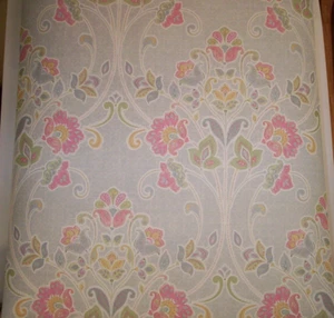PINK LIGHT BLUE KISMET DREAM SKY NOUVEAU FLORAL UNPASTED WALLPAPER # SZ001806 - Picture 1 of 4