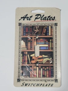 KUNSTPLATTEN SCHALTPLATTE Einzel Lichtschalter Abdeckung Bibliothek mit Büchern Violine - Bild 1 von 5
