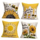  Summer Sunflower Throw Pillow Covers 20x20 Inch 20"x20" 4pc Hello Sunshine