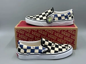 Vans Women Checkerboard Slip On Shoes BLACK BLUE WHITE VN0A4U38WRT Sz 7.5 EU 38 - Picture 1 of 7