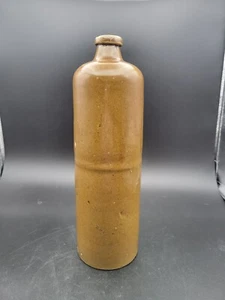 Antique Farmhouse Primitive Brown Stoneware Pottery Decanter Bottle - Picture 1 of 6