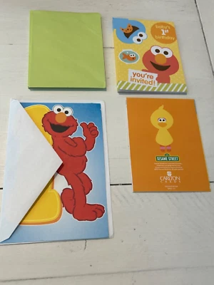Улица Сезам американские поздравления 1-й день рождения приглашение и открытка комплект новый - Изображение 1 из 4
