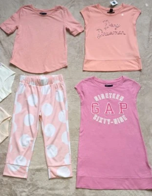 Gap Kids Lot of Tops & Capri Pants Girls Size 7 Lot of 4 Pieces, Pink, Peach NEW - Image 1 of 4