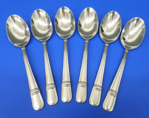 6 - Towle ARIEL-FROSTED Satin 18/8 Stainless Flatware 7 3/8" OVAL SOUP SPOONS