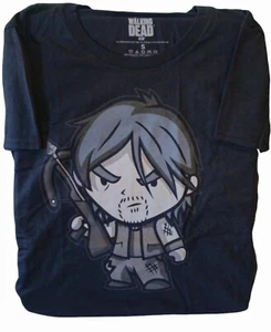 NEW WITH TAG~The Walking Dead Daryl Dixon Chibi Cute Cartoon Black T-shirt Sz. L - Picture 1 of 1