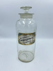 Antique Hand Blown Apothecary Pharmacy Jar Tall Lidded Pontil Glass Caryophyl - Picture 1 of 8