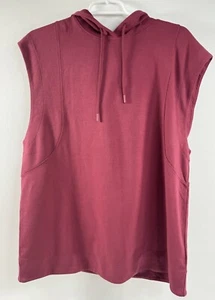 Athleta Sundown Sweatshirt Tank NWOT M Berry Hooded Drawstring Breathable Top - Picture 1 of 9
