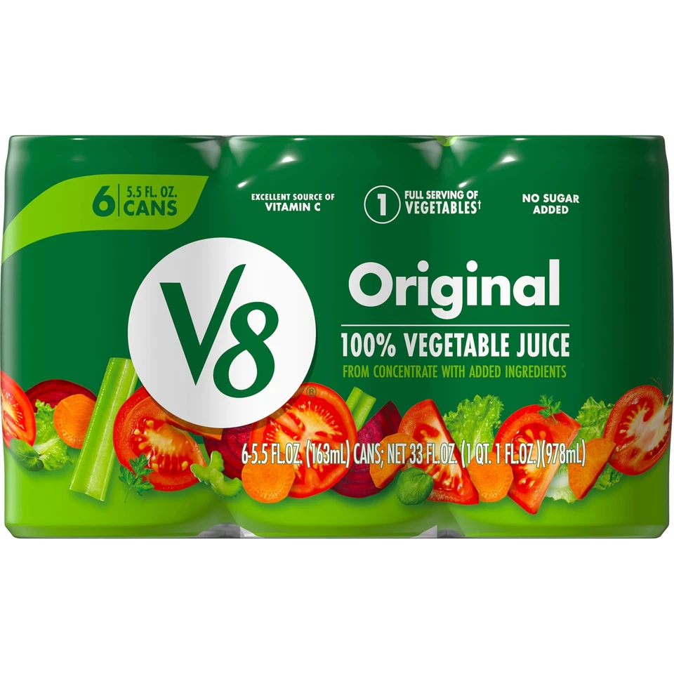 V8 100 Vegetable Juice to Go 6 Ct 5.5 Oz Cans